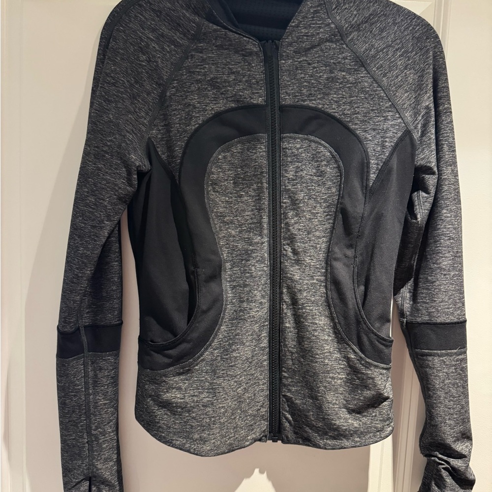 lululemon athletica Gray and Black Zip-Front Bomber Jacket